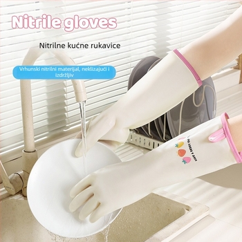 Nitrilne kućanske rukavice za kuhinju i čišćenje, rukavice za pranje posuđa, zimski debeli fleece podstavljene, produžene vodootporne zaštitne rukavice