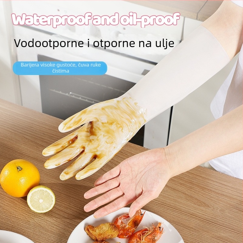Nitrilne kućanske rukavice za kuhinju i čišćenje, rukavice za pranje posuđa, zimski debeli fleece podstavljene, produžene vodootporne zaštitne rukavice