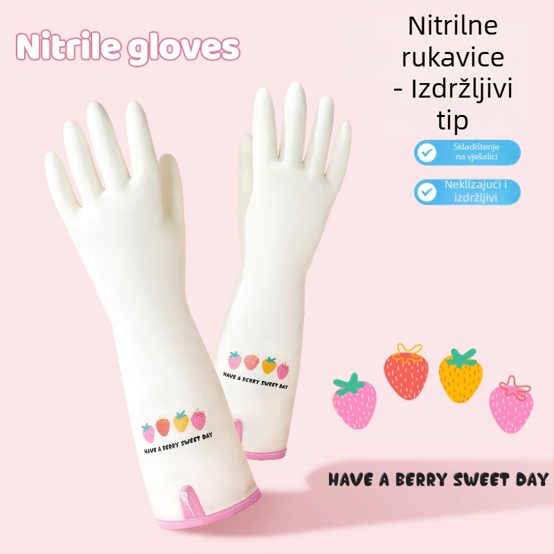Nitrilne kućanske rukavice za kuhinju i čišćenje, rukavice za pranje posuđa, zimski debeli fleece podstavljene, produžene vodootporne zaštitne rukavice