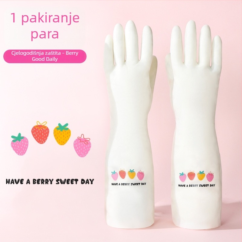 Nitrilne kućanske rukavice za kuhinju i čišćenje, rukavice za pranje posuđa, zimski debeli fleece podstavljene, produžene vodootporne zaštitne rukavice