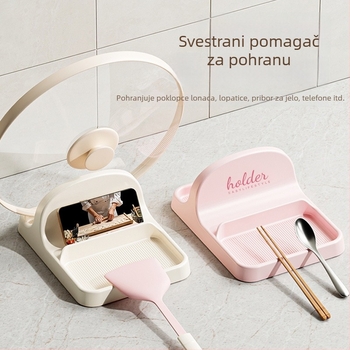 Višestruki kuhinjski stalak za poklopce lonaca, spatule i držač za telefon