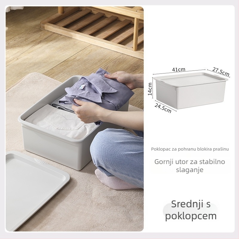 Plastična kutija za pohranu, kvadratnog oblika, s poklopcem za kućnu organizaciju