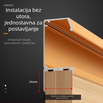 Aluminijska ručica za vrata ormarića bez bušenja, G-oblik s čepom, skrivena kuhinjska ladica F-stil hardver