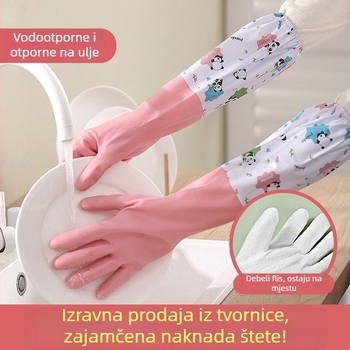 Rukavice za pranje posuđa, otporne na ulje, debele, za kućanske poslove, kuhinju, čišćenje poda i pranje rublja, šarene