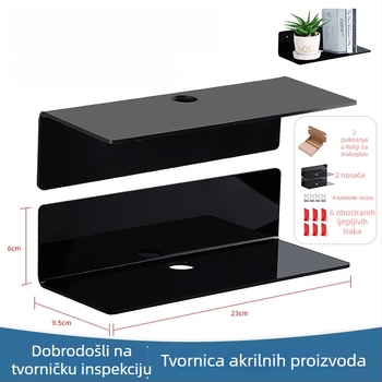 Akrilna zidna polica za pohranu u obliku L, lebdeća, za kuhinju i kupaonicu