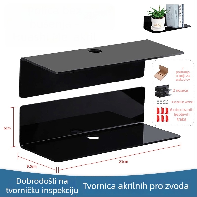 Akrilna zidna polica za pohranu u obliku L, lebdeća, za kuhinju i kupaonicu