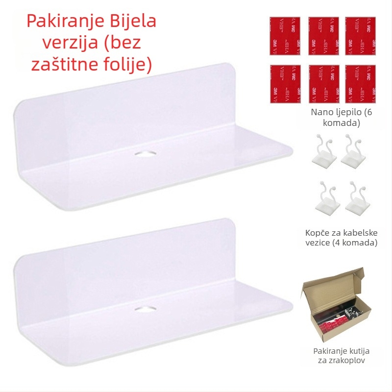 Akrilna zidna polica za pohranu u obliku L, lebdeća, za kuhinju i kupaonicu