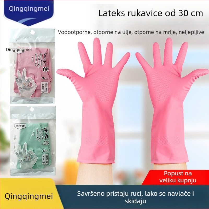 Izdržljive vodootporne latex rukavice za pranje suđa sa flis podstavom