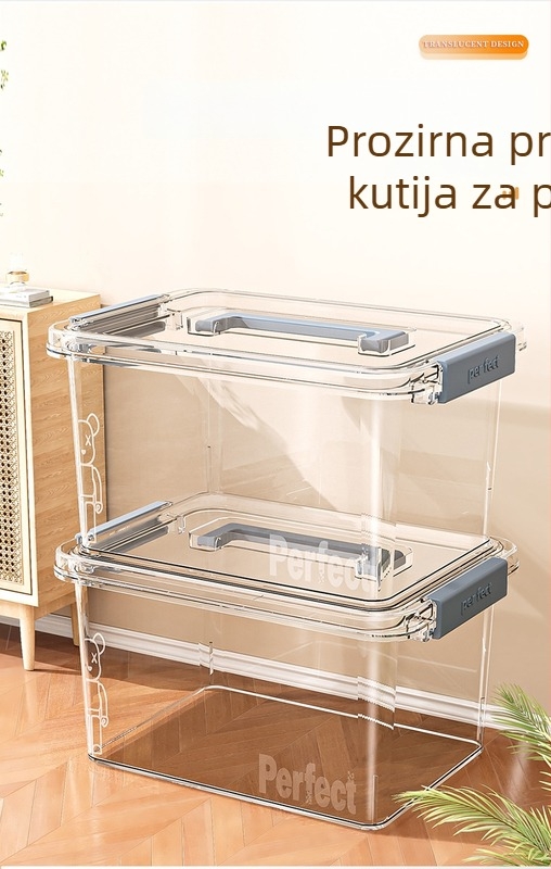 Prozirna prijenosna kutija za kućno pohranjivanje, debeli plastični organizator za odjeću, igračke, grickalice i knjige - veliki kapacitet