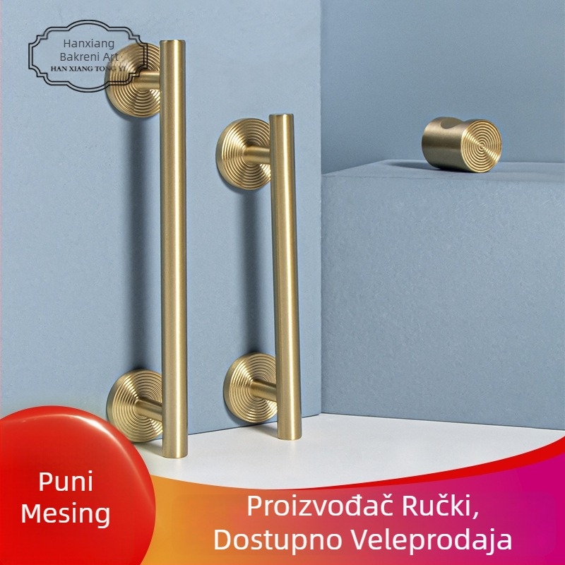 Hanxiang bakarna ručica s pozlaćenim završetkom, moderni minimalistički dizajn, okrugla ručica s jednom rupom za ormare, ladice i garderobe u skandinavskom stilu