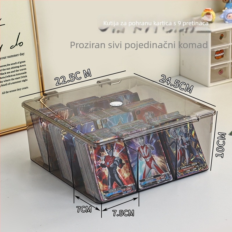 Akrilni organizator kartica s devet odjeljaka – prozirna kutija za kartice, velik kapacitet