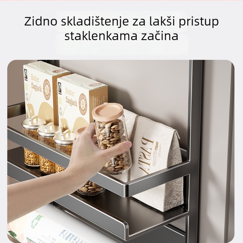 Magnetski zidni višenamjenski regal – bez bušenja, višeslojni sustav za po bočnoj strani hladnjaka i kuhinje, montiran na zid iza ulaznih vrata