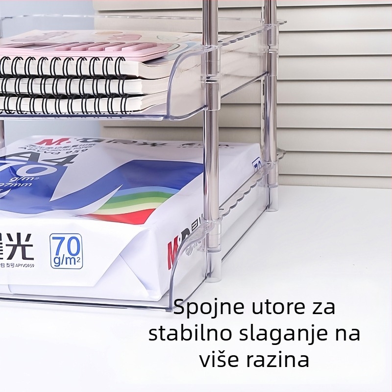Plastični stolni organizator za knjige i dokumente, višeslojni, za uredske potrebe i učenike