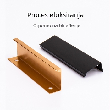 Skrivena ručka za garderobu, crna, moderni minimalistički stil, bez bušenja, ugradbena, dužina 1 m