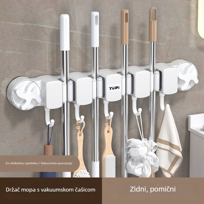 Nova višenamjenska zidna držač mop-a bez bušenja, klipsa za pohranu, za kupaonu, tuš i balkon