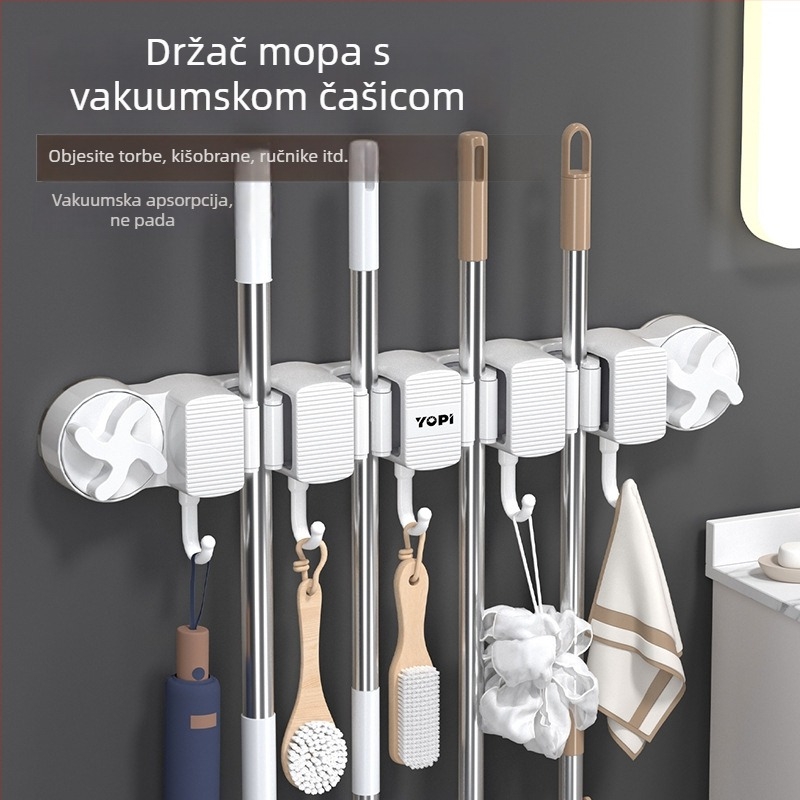 Nova višenamjenska zidna držač mop-a bez bušenja, klipsa za pohranu, za kupaonu, tuš i balkon
