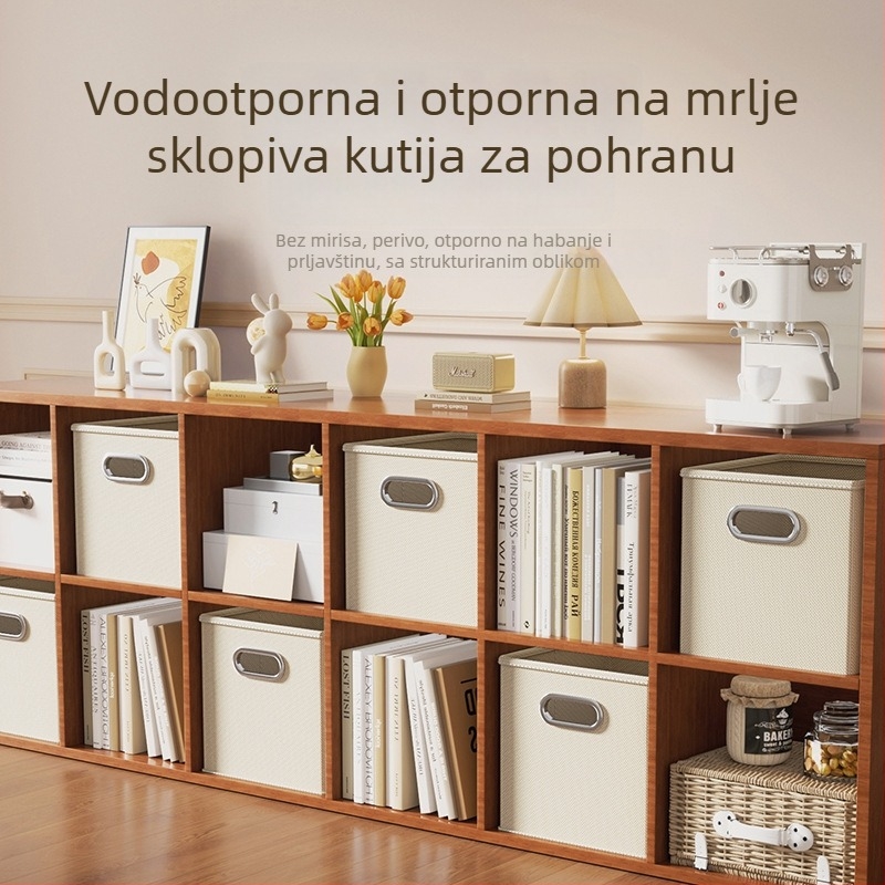Kutija za pohranu s ladicama, velike kapacitete, sklopiva tekstilna kutija, kvadratnog oblika 28x28x28 cm, prijenosna