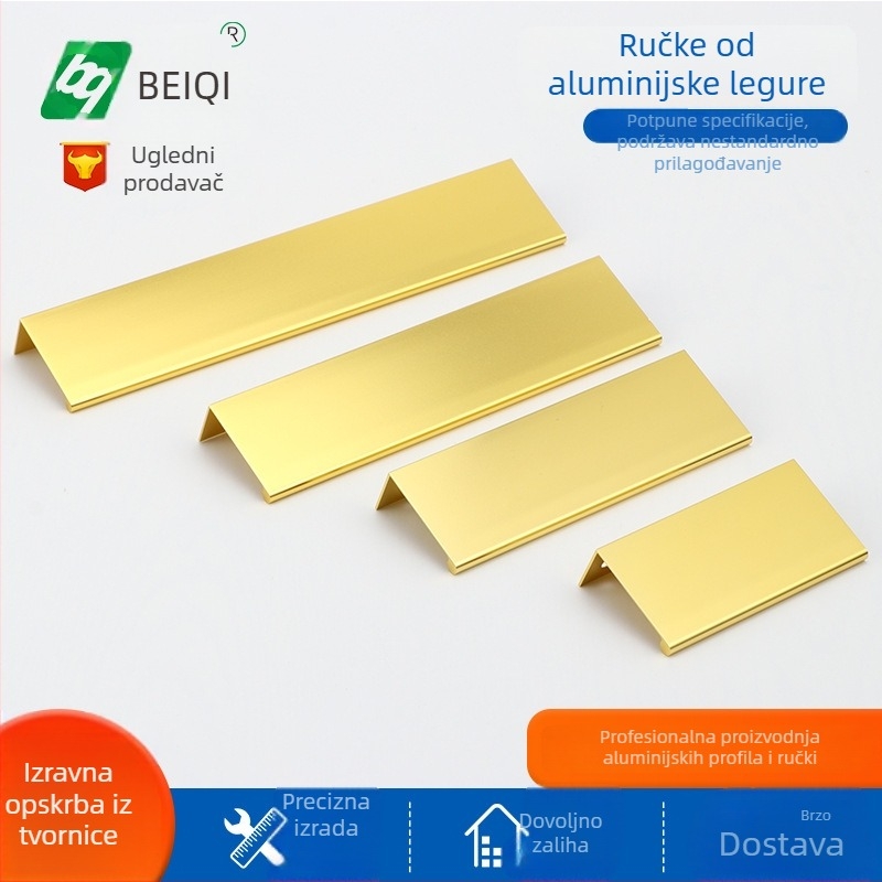 Prilagođeni produženi bočno montirani skriveni držač za vrata garderobe, oksidirano zlatno završetak, moderni minimalistički dizajn, hardver od aluminijskog legura