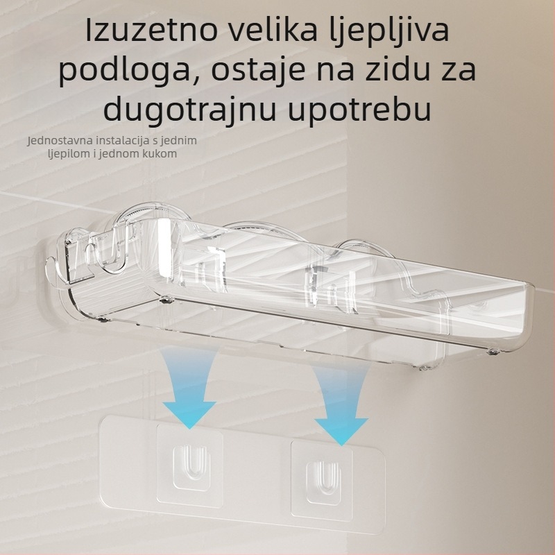 Prozirna zidna polica za kupaonicu za kozmetiku, bez bušenja