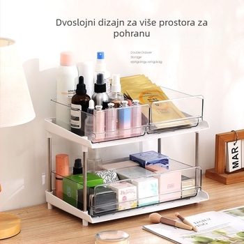 Dvoetažni plastični regal za pohranu s ladicama – stolni organizator za kuhinju, dnevni boravak i spavaću sobu