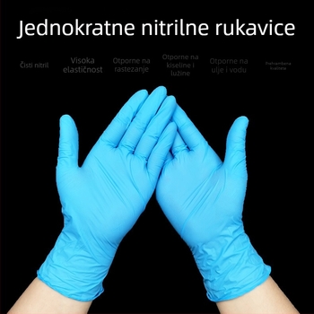 Jednokratne plave nitrilne rukavice, prehrambene kvalitete, otporne na kiseline i baze, za laboratorijsku upotrebu, kutija 100 komada