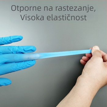 Jednokratne plave nitrilne rukavice, prehrambene kvalitete, otporne na kiseline i baze, za laboratorijsku upotrebu, kutija 100 komada