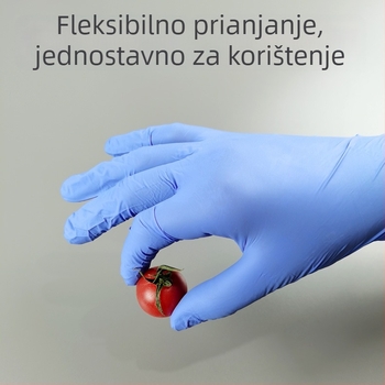 Jednokratne plave nitrilne rukavice, prehrambene kvalitete, otporne na kiseline i baze, za laboratorijsku upotrebu, kutija 100 komada