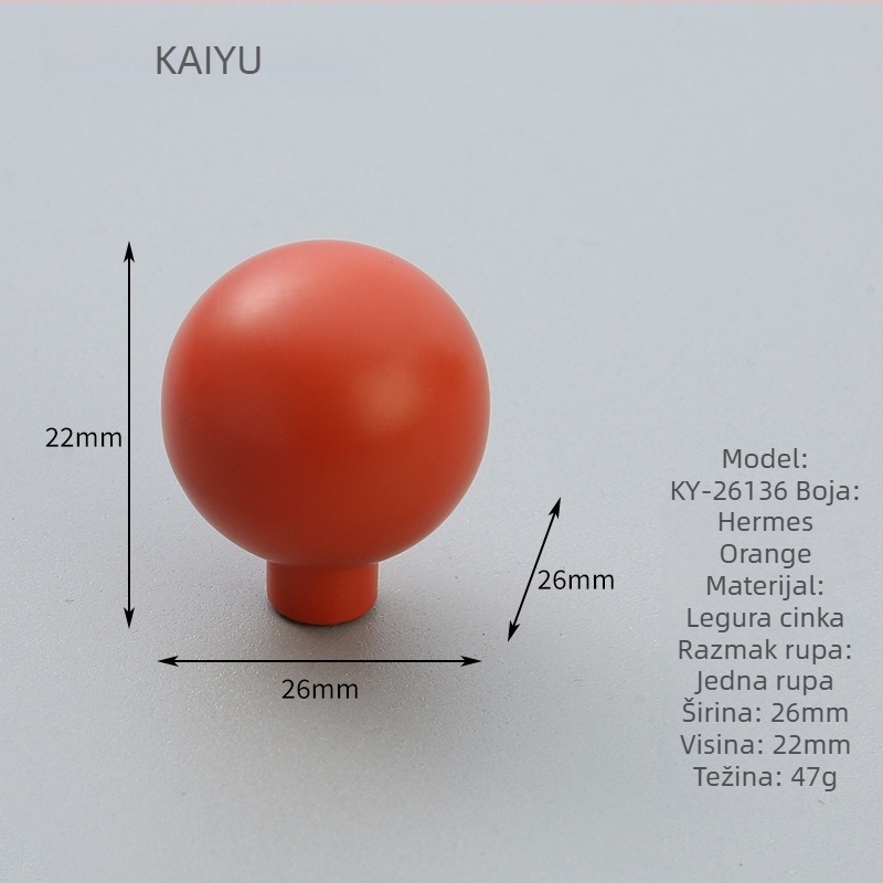 Moderna minimalistička ručica za ormariće od cinkovog legura, krem boje, za vrata ormara, ladice i garderobe, s jednim otvorom