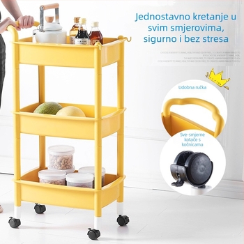 Trostruki mobilni ormarić za pohranu s okretnim kotačićima, za kuhinju i kupaonicu