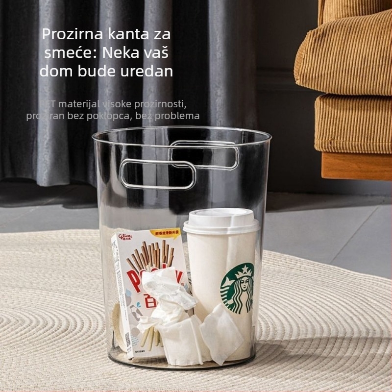 8L prozirni plastični kanta za otpad, za dom, kuhinju i dnevni boravak, minimalistički dizajn