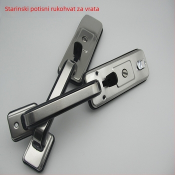 Vintage ručica za vrata s push-lock mehanizmom od nehrđajućeg čelika, luksuzna palac ručica od aluminijske legure, veliki mehanizam zaključavanja
