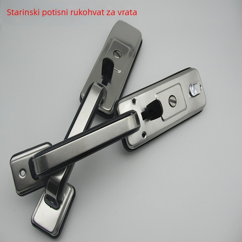 Vintage ručica za vrata s push-lock mehanizmom od nehrđajućeg čelika, luksuzna palac ručica od aluminijske legure, veliki mehanizam zaključavanja