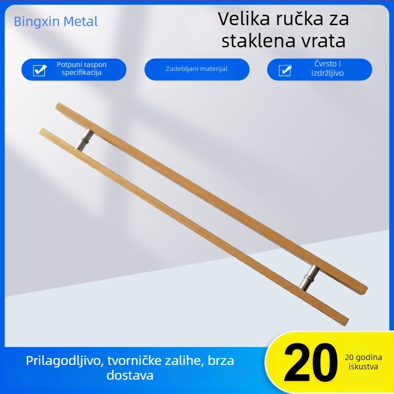 Staklena ručka za vrata, ručka od masivnog drveta za vrata, jednostavna drvena ručka za okvirna klizna vrata, kvadratna drvena ručka