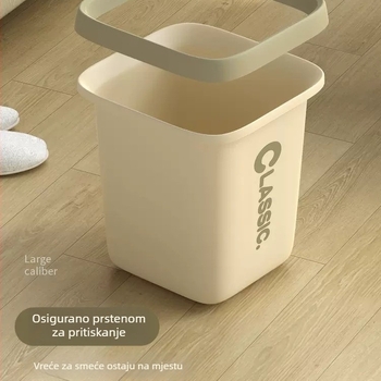 Kuhinjski kućni kantu za smeće velikog kapaciteta, kvadratni plastični koš za kuhinju, dnevni boravak, kupaonicu, WC, spavaću sobu i ured, s prstenom za pritiskom