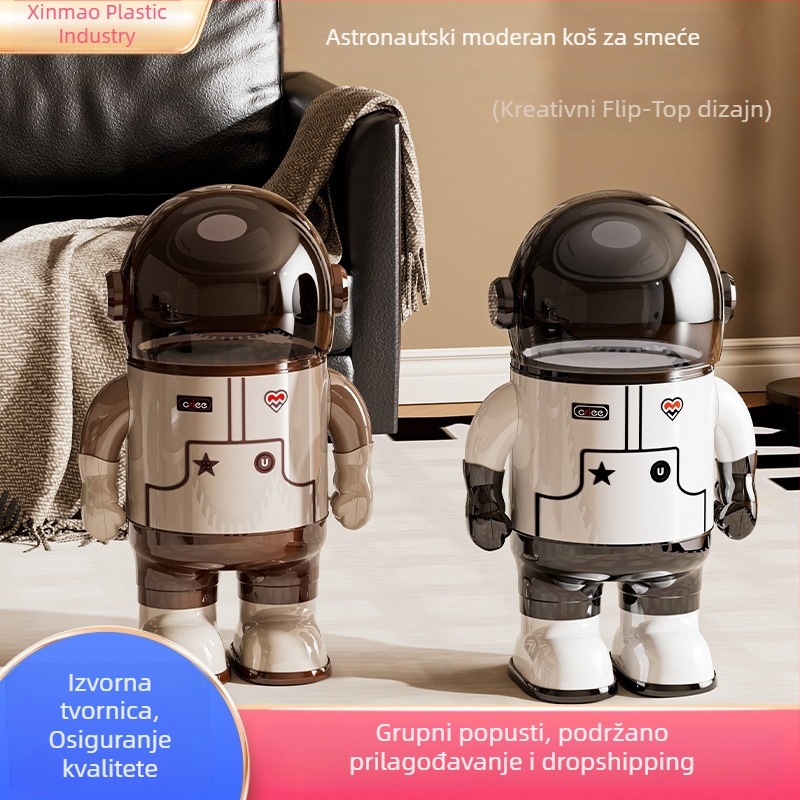 Kućni koš za smeće u stilu astronauta, kapacitet 12 L, s poklopcem, dvostruki cilindar, za kuhinju i dnevni boravak, luksuzan moderan dizajn