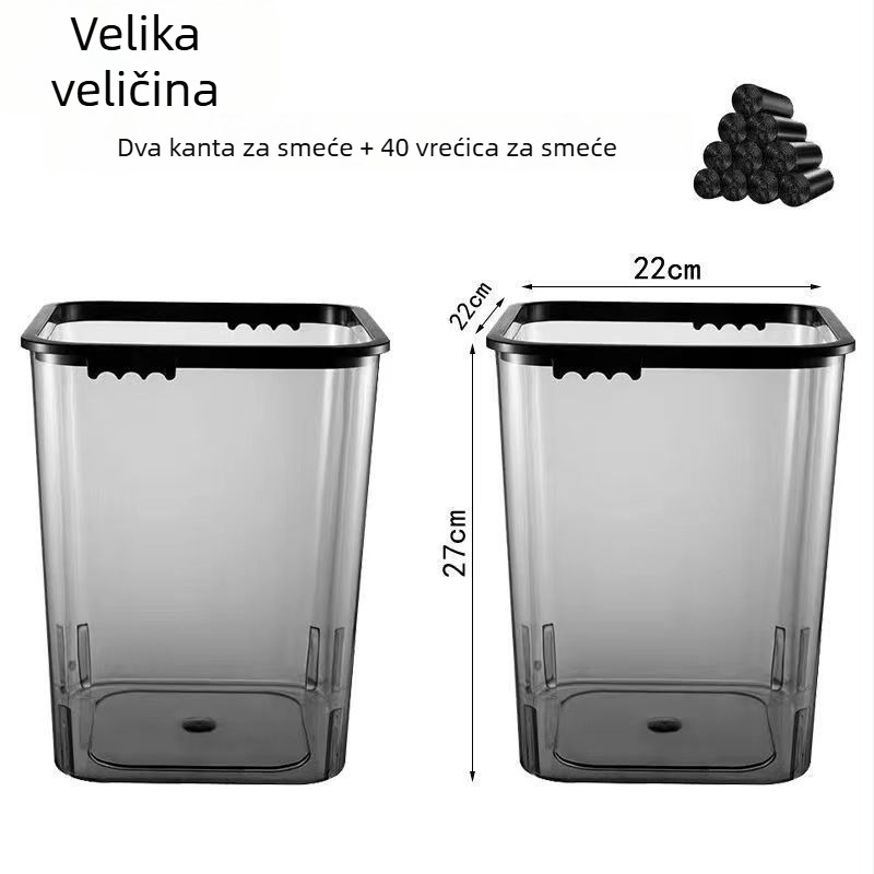 Koš za smeće u Instagram stilu, proziran, elegantan, lagani luksuzni dizajn za dnevni boravak i kupaonicu.