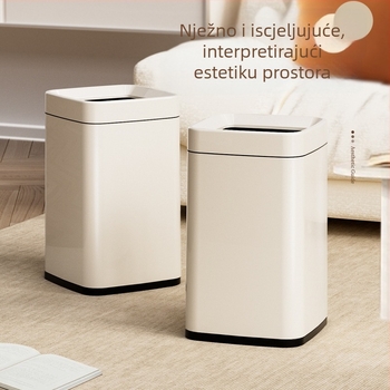 Kućni četvrtasti otpadni kanta bez poklopca, dvostruka sloj s kotačićima, 10 L, pogodan za dnevni boravak i spavaću sobu, minimalistički luksuzan dizajn