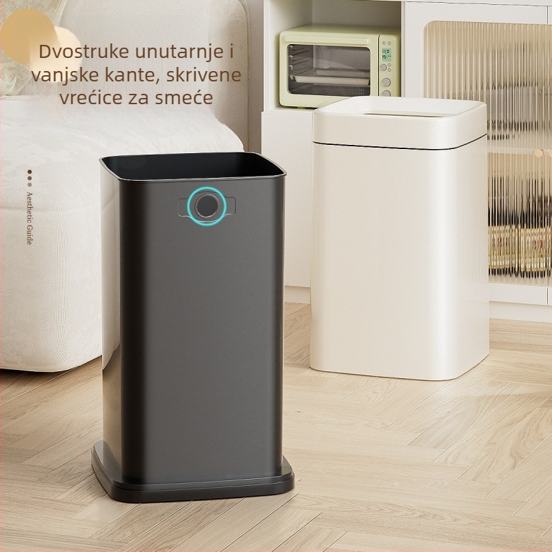 Kućni četvrtasti otpadni kanta bez poklopca, dvostruka sloj s kotačićima, 10 L, pogodan za dnevni boravak i spavaću sobu, minimalistički luksuzan dizajn