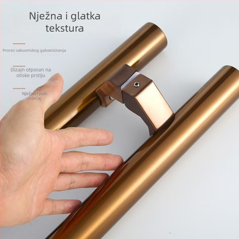 Nehrđajuća čelična ručka za staklena vrata, nagnuta ružičasto-zlatna završna obrada, pogodna za garderobu i kuhinjska vrata, diskretan luksuz