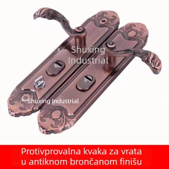 Protuprovalna ručka za vrata, crveno-brončana ručka za bravu, razmak rupa 235 mm, elektroplatirana ručka