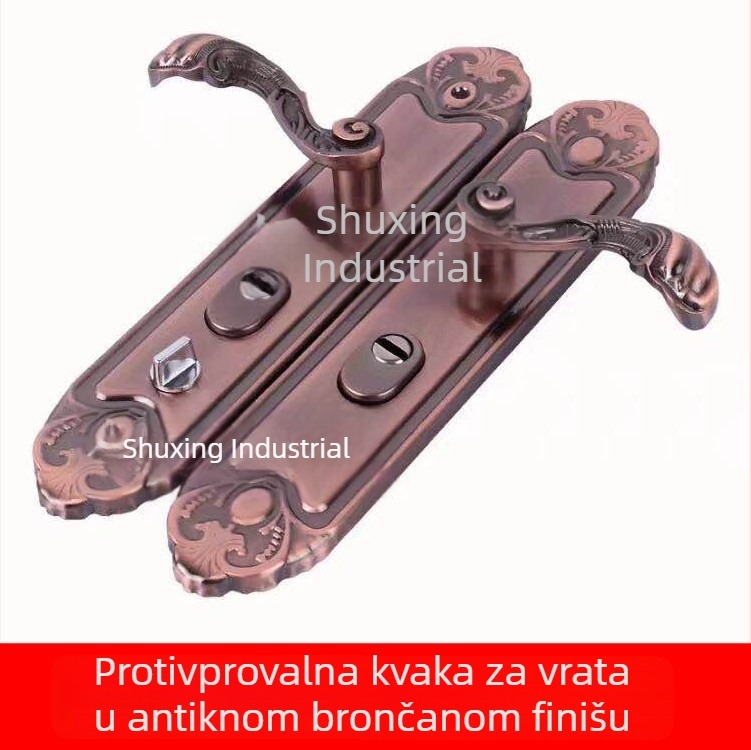 Protuprovalna ručka za vrata, crveno-brončana ručka za bravu, razmak rupa 235 mm, elektroplatirana ručka