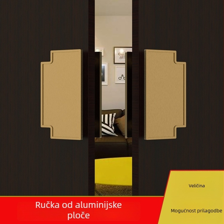 Kvaka za vrata u kineskom stilu od aluminija, s ugraviranim uzorkom, za staklena vrata, brušena završna obrada