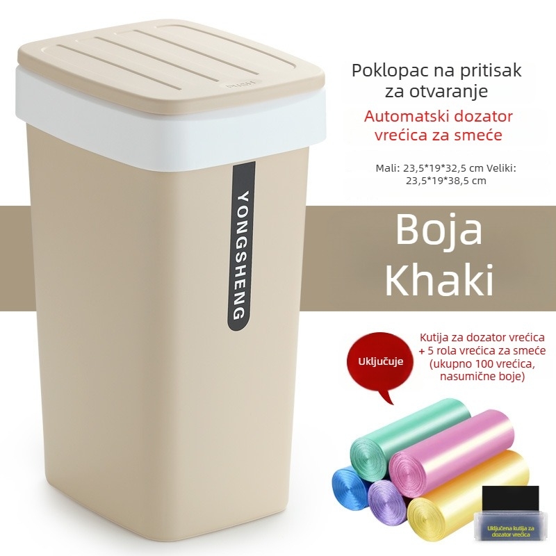 Automatska kanta za smeće s pritisknim poklopcem, 12 L, za dom, dnevni boravak, kuhinju i ured