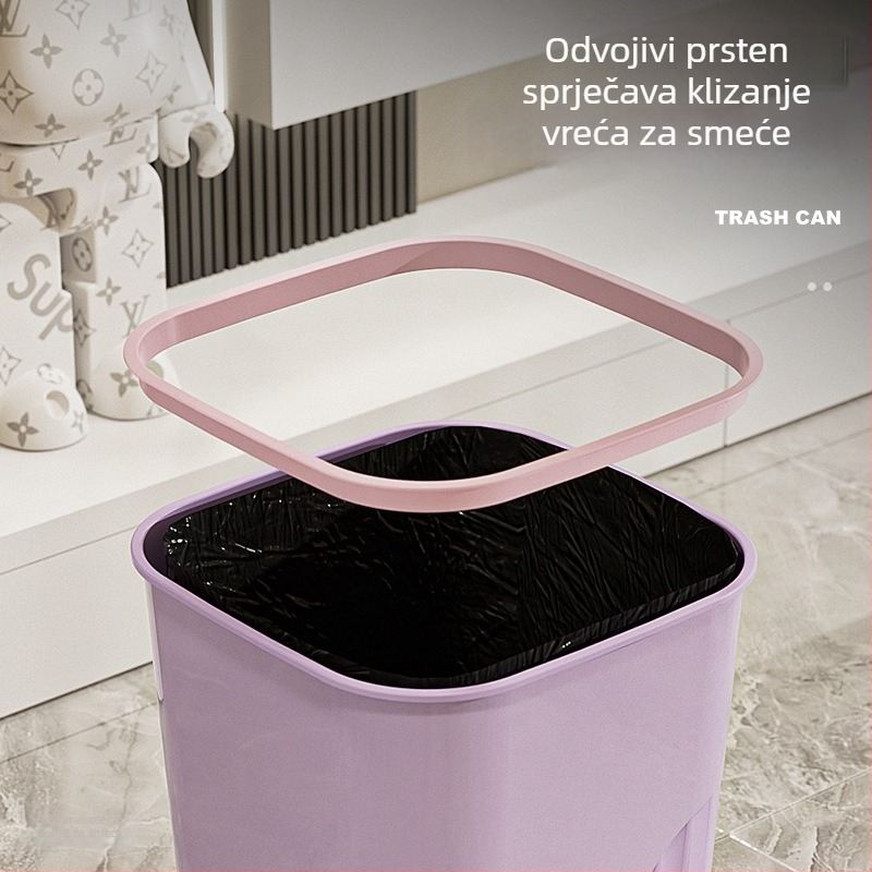 Plastični četvrtasti koš za otpad za kućnu upotrebu, bez poklopca, velika kapaciteta 12 l ili više, pogodna za kuhinju, dnevnu sobu, spavaću sobu i kupaonicu
