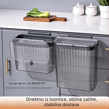 Zidni kanta za otpad s kliznim poklopom, plastična, kvadratnog oblika, 7 L; za kućanstvo: spavaća soba, dnevni boravak, kuhinja, kupaonica; pogodna za prljavu odjeću