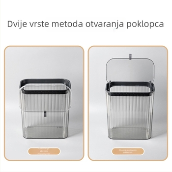 Zidni kanta za otpad s kliznim poklopom, plastična, kvadratnog oblika, 7 L; za kućanstvo: spavaća soba, dnevni boravak, kuhinja, kupaonica; pogodna za prljavu odjeću