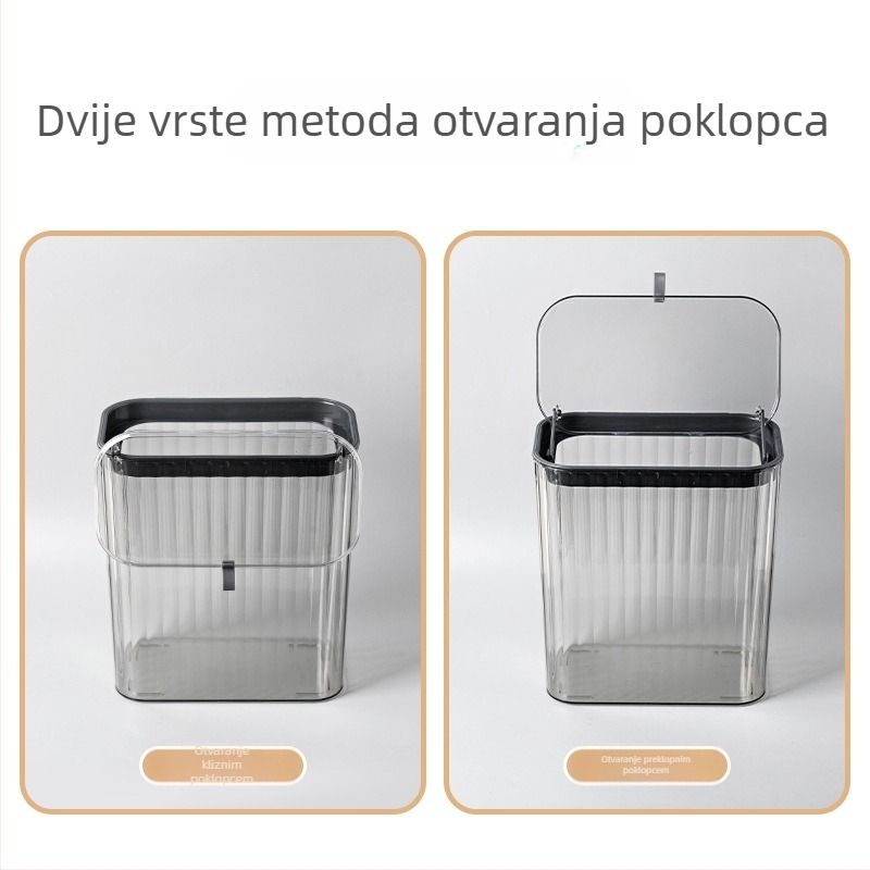 Zidni kanta za otpad s kliznim poklopom, plastična, kvadratnog oblika, 7 L; za kućanstvo: spavaća soba, dnevni boravak, kuhinja, kupaonica; pogodna za prljavu odjeću