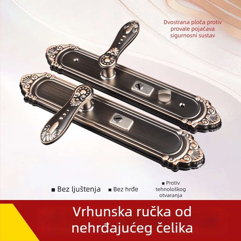 Kuka od nehrđajućeg čelika za vrata, kućna uporaba, dvostruka zaštitna ploča protiv provale, visokokvalitetna višenamjenska univerzalna kvaka za vrata