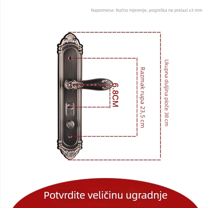 Kuka od nehrđajućeg čelika za vrata, kućna uporaba, dvostruka zaštitna ploča protiv provale, visokokvalitetna višenamjenska univerzalna kvaka za vrata
