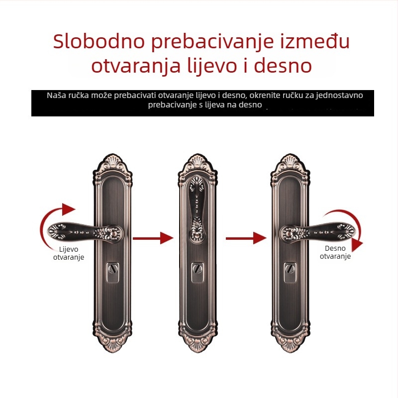 Kuka od nehrđajućeg čelika za vrata, kućna uporaba, dvostruka zaštitna ploča protiv provale, visokokvalitetna višenamjenska univerzalna kvaka za vrata